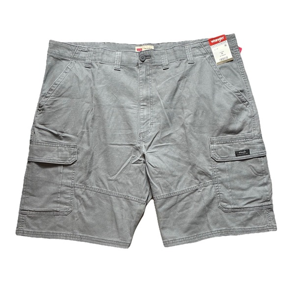 Wrangler Cargo Shorts Mens 48 Relaxed Fit Cotton Gray Outdoors Trail Casual NEW - Picture 13 of 16